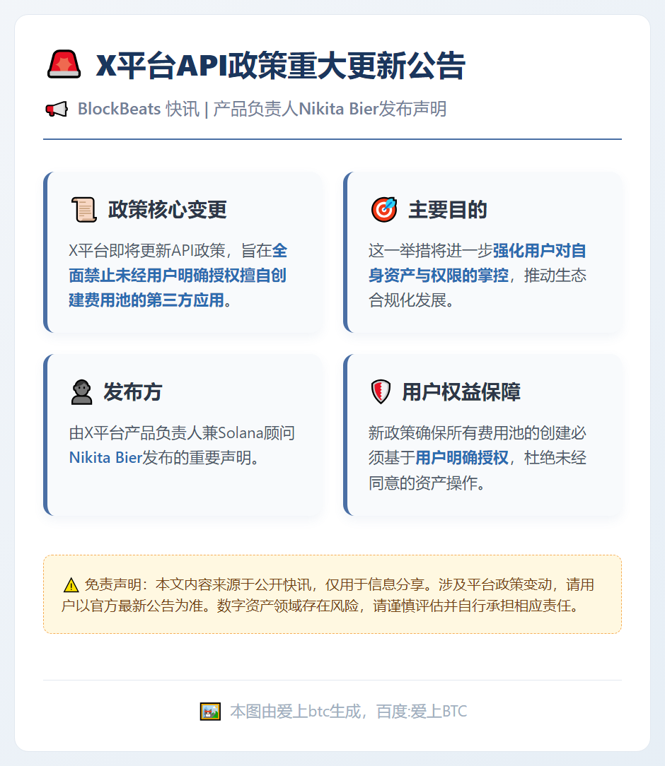 X产品负责人：更新API政策，禁止未经用户同意创建费用池
