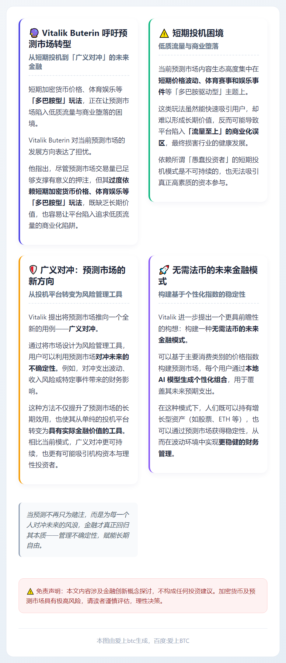 Vitalik忧预测市场现状，倡推广义对冲用例