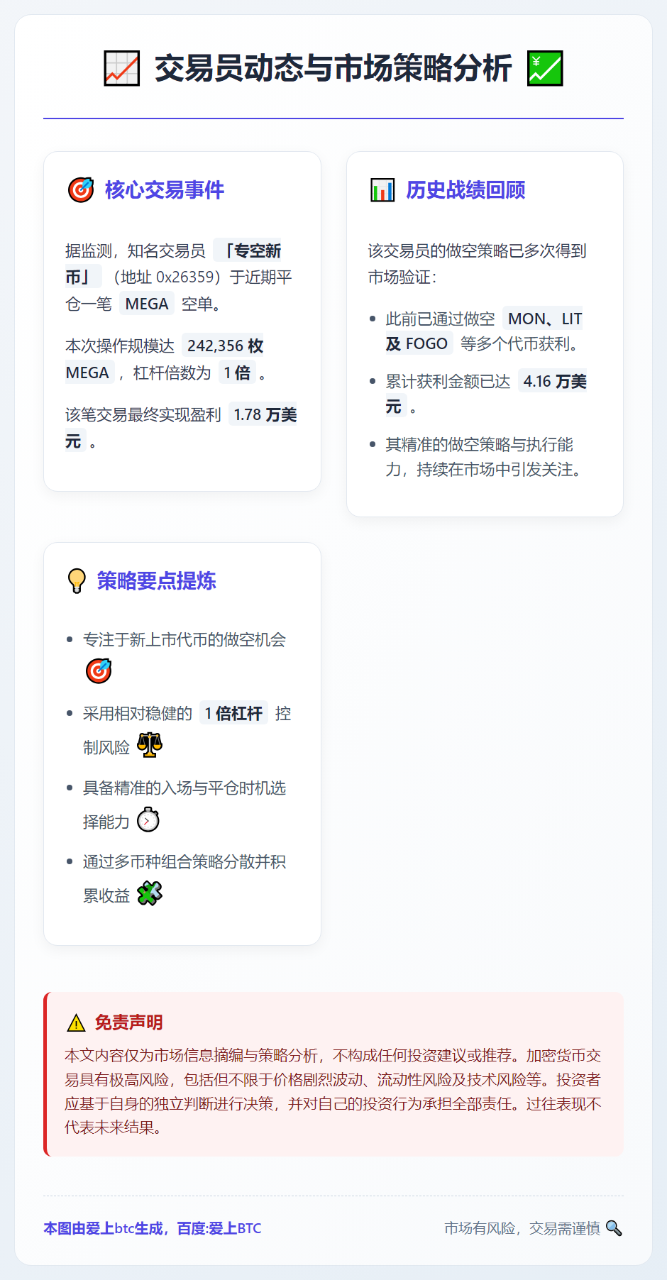 交易员平仓MEGA空单再盈利