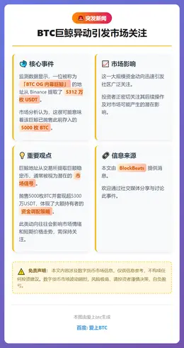 BTC巨鲸从币安提取5312万USDT
