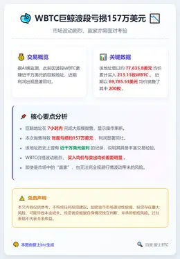 WBTC巨鲸波段亏损157万美元