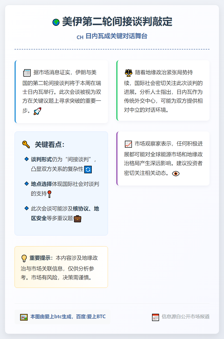 美伊第二轮间接谈判周二日内瓦举行