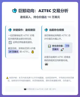 鲸鱼两日囤积20万美元AZTEC