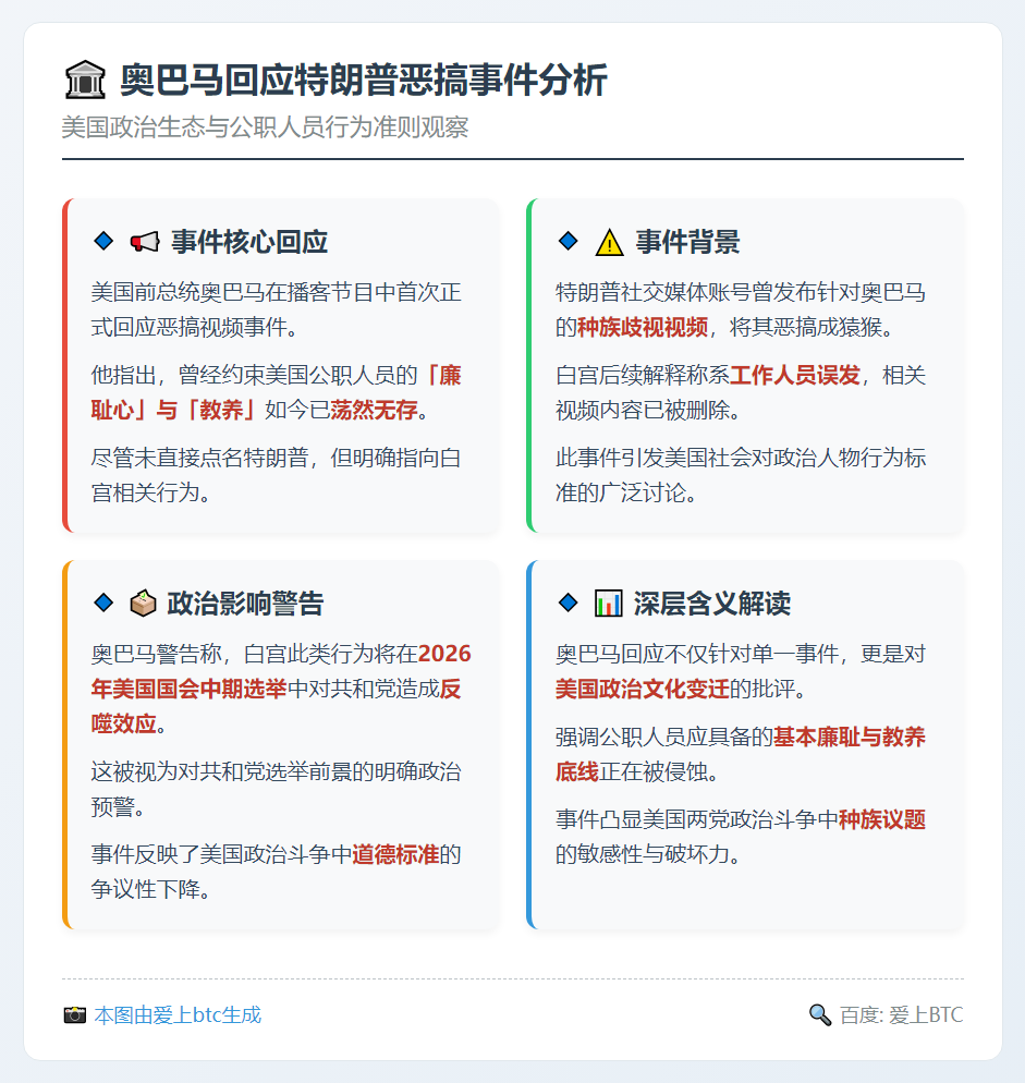 奥巴马回应特朗普恶搞：廉耻与教养荡然无存