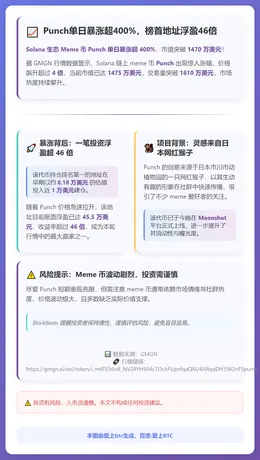 Punch单日暴涨超400%，榜首地址浮盈46倍