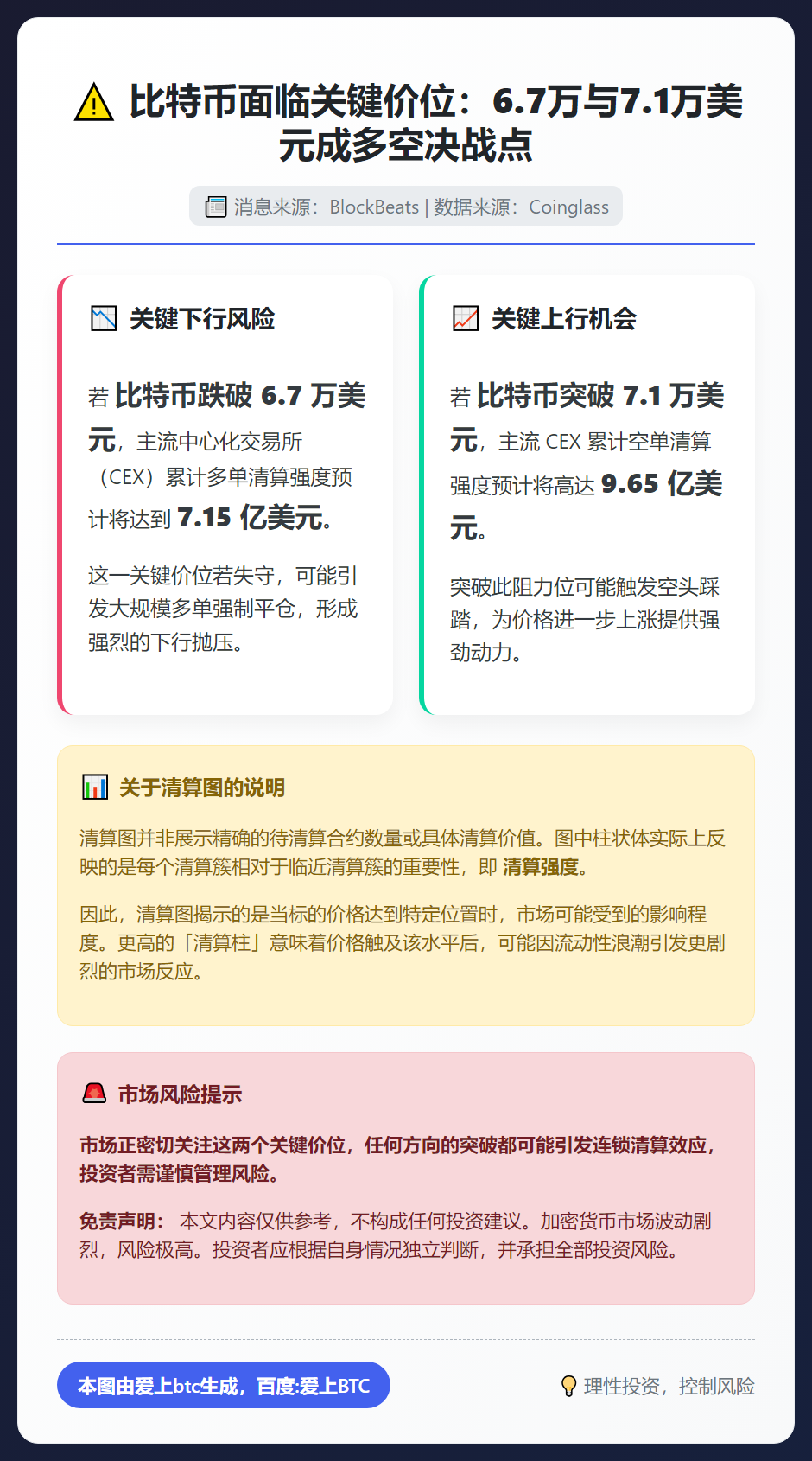 比特币跌破6.7万将触发7.15亿多单清算