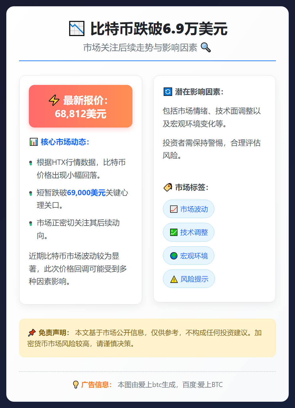 比特币跌破6.9万美元