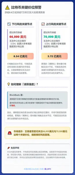 比特币跌破6.6万美元将触发8.34亿多单清算