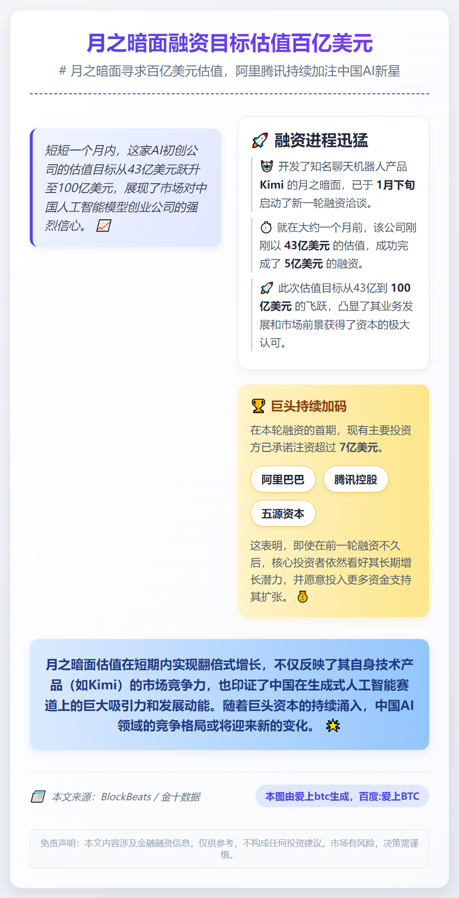 月之暗面融资目标估值百亿美元