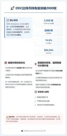 DDC比特币持有量突破2000枚