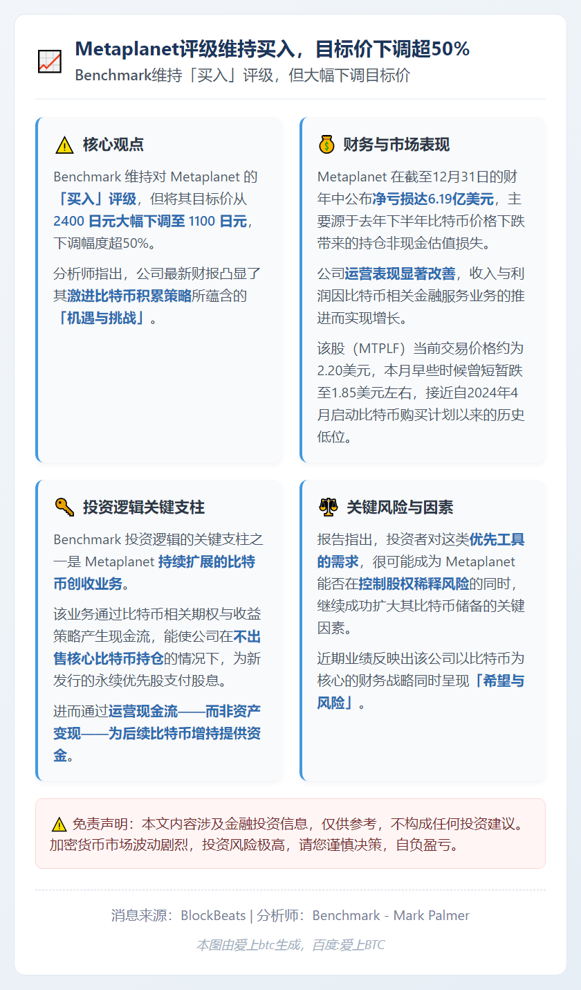 Metaplanet评级维持买入，目标价下调超50%