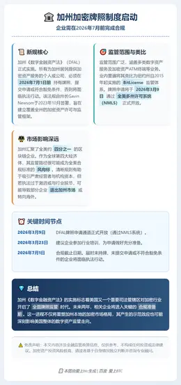 加州加密牌照制度启动 企业需2026年前合规