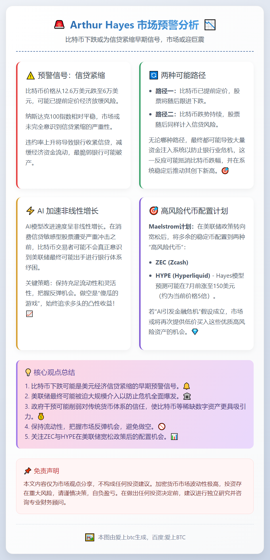 Hayes：若美联储宽松，将增持ZEC与HYPE，HYPE或