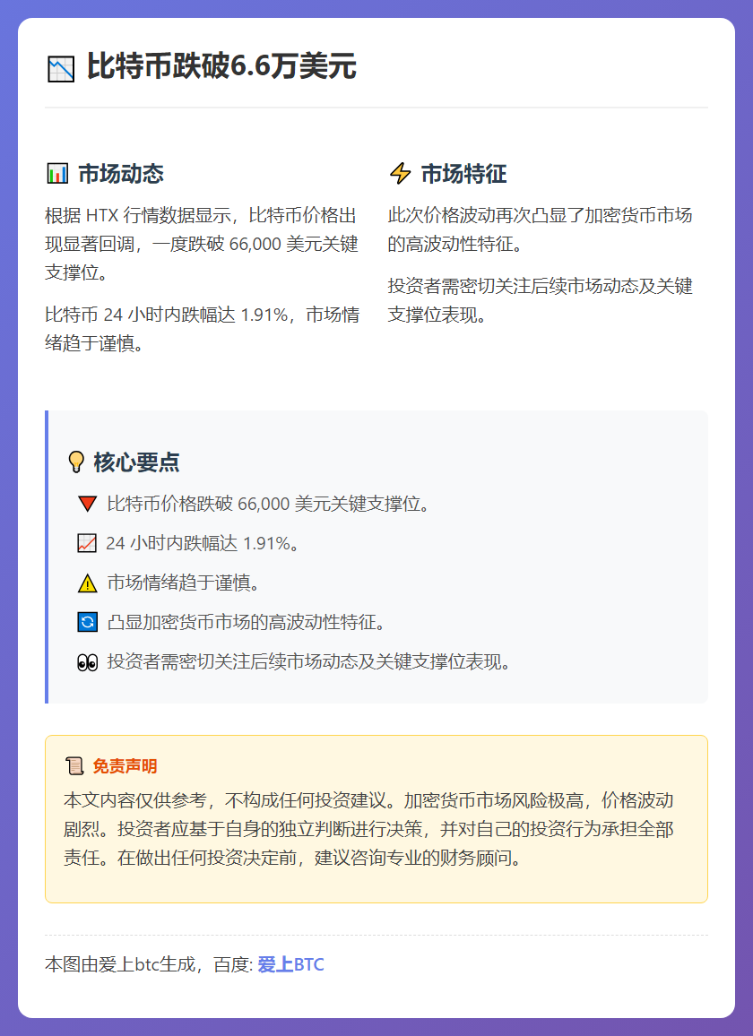 比特币跌破6.6万美元