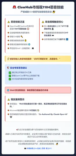 ClawHub市场现1184恶意技能，威胁SSH密钥与加密钱
