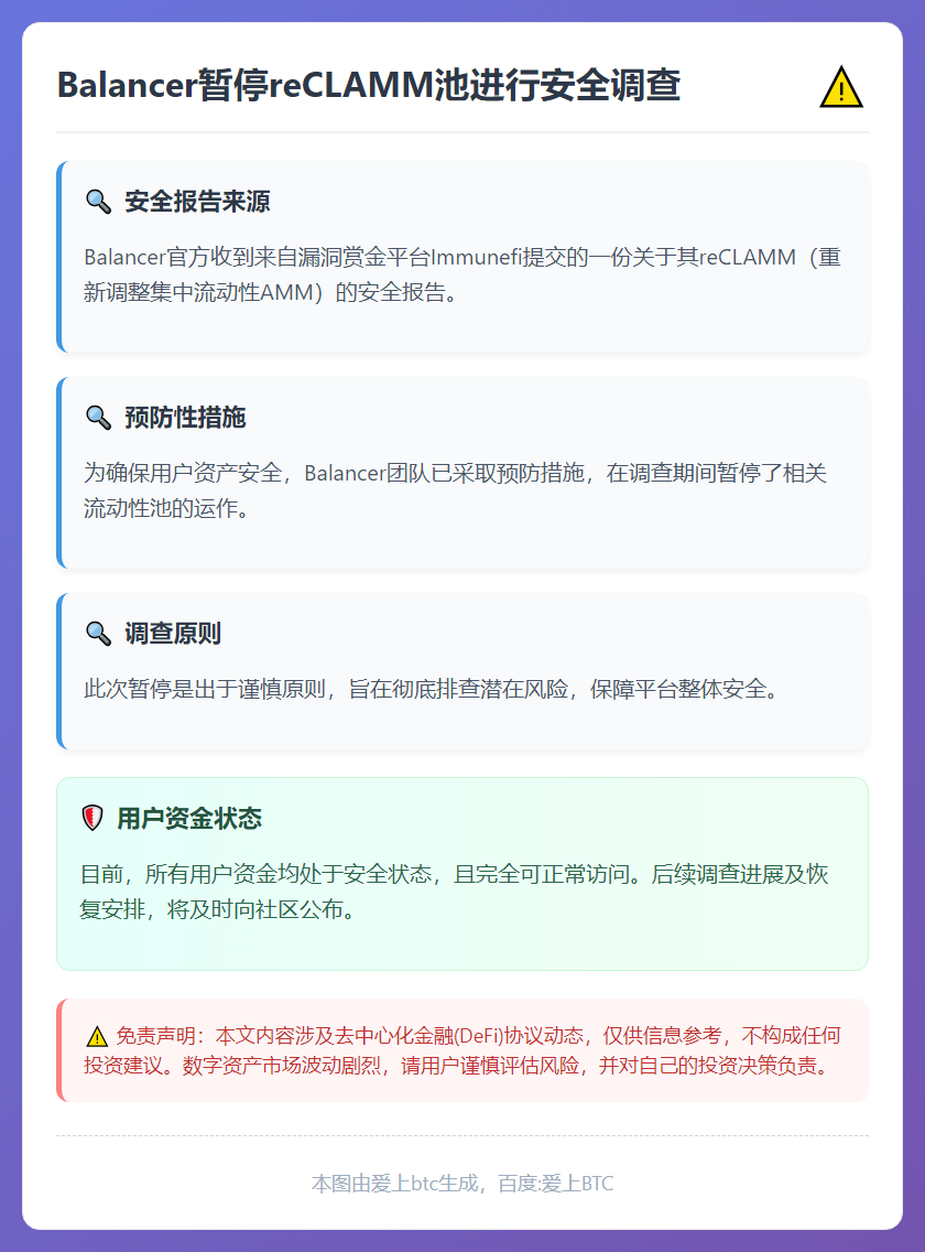 Balancer暂停reCLAMM池进行安全调查