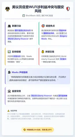 美议员促查WLFI涉利益冲突与国安风险