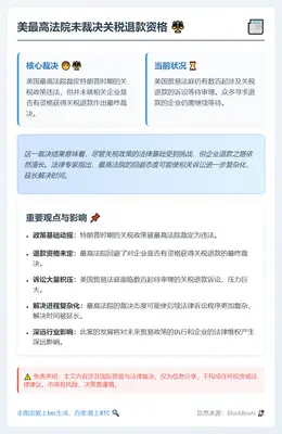 美最高法院未裁决关税退款资格