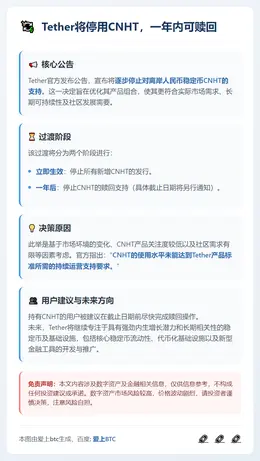 Tether将停用CNHT，一年内可赎回