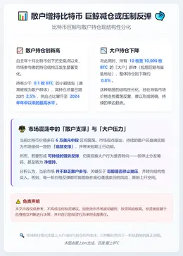 散户增持比特币 巨鲸减仓或压制反弹