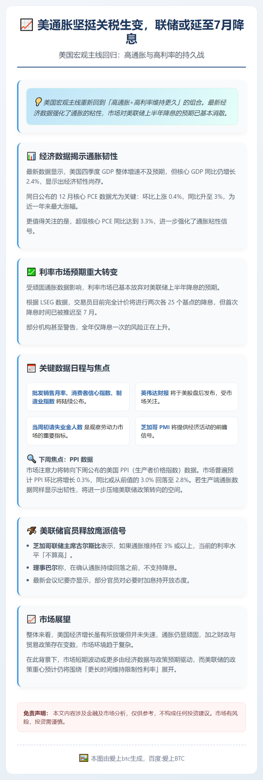 美通胀坚挺关税生变，联储或延至7月降息