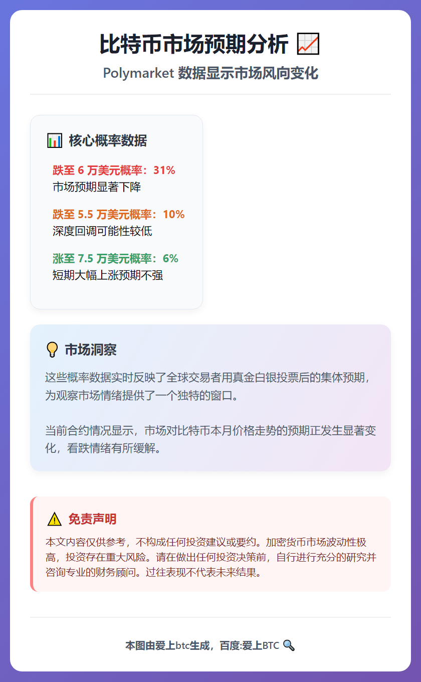 比特币2月跌至6万美元概率31%