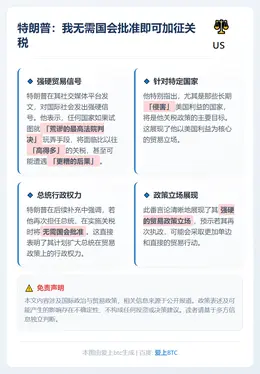 特朗普：我无需国会批准即可加征关税