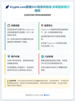 Crypto.com获美OCC有条件批准 拟申国家银行牌照