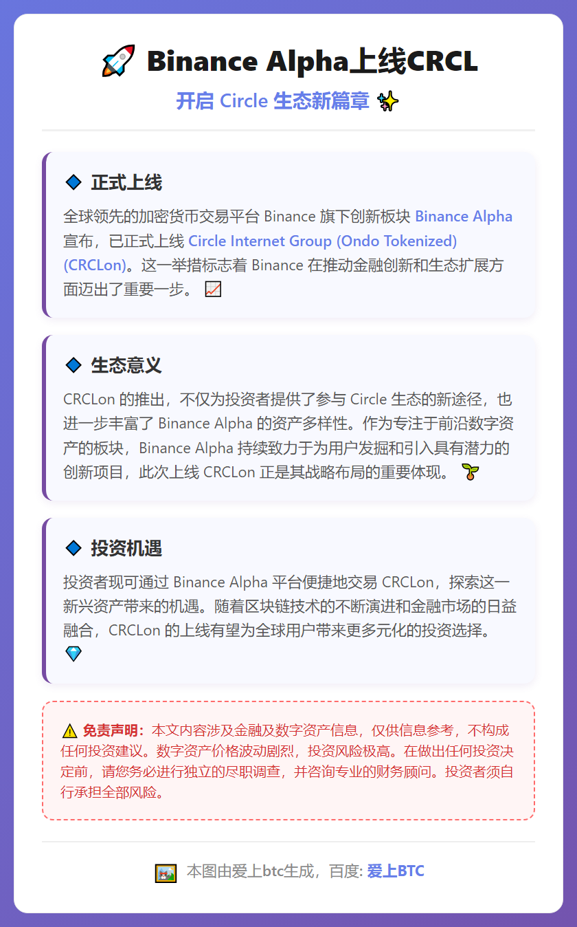 Binance Alpha上线CRCL