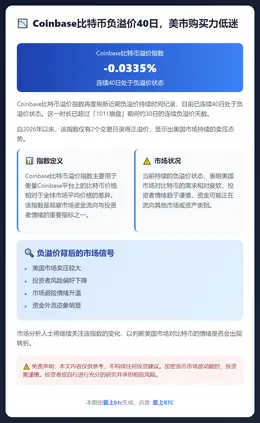 Coinbase比特币负溢价40日，美市购买力低迷
