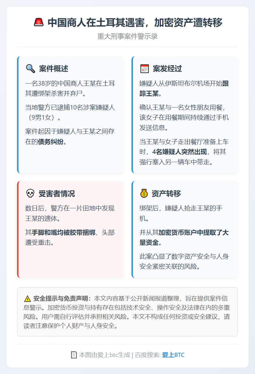 中国商人在土耳其遇害，加密资产遭转移