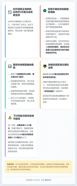 杠杆清算主导跌势，比特币6万美元成关键支撑