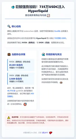 巨鲸存入735万U做多英伟达闪迪