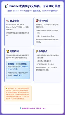 Binance钱包Irys交易赛，瓜分10万美金