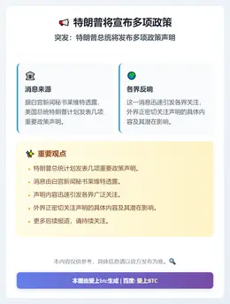 特朗普今晚将宣布多项政策