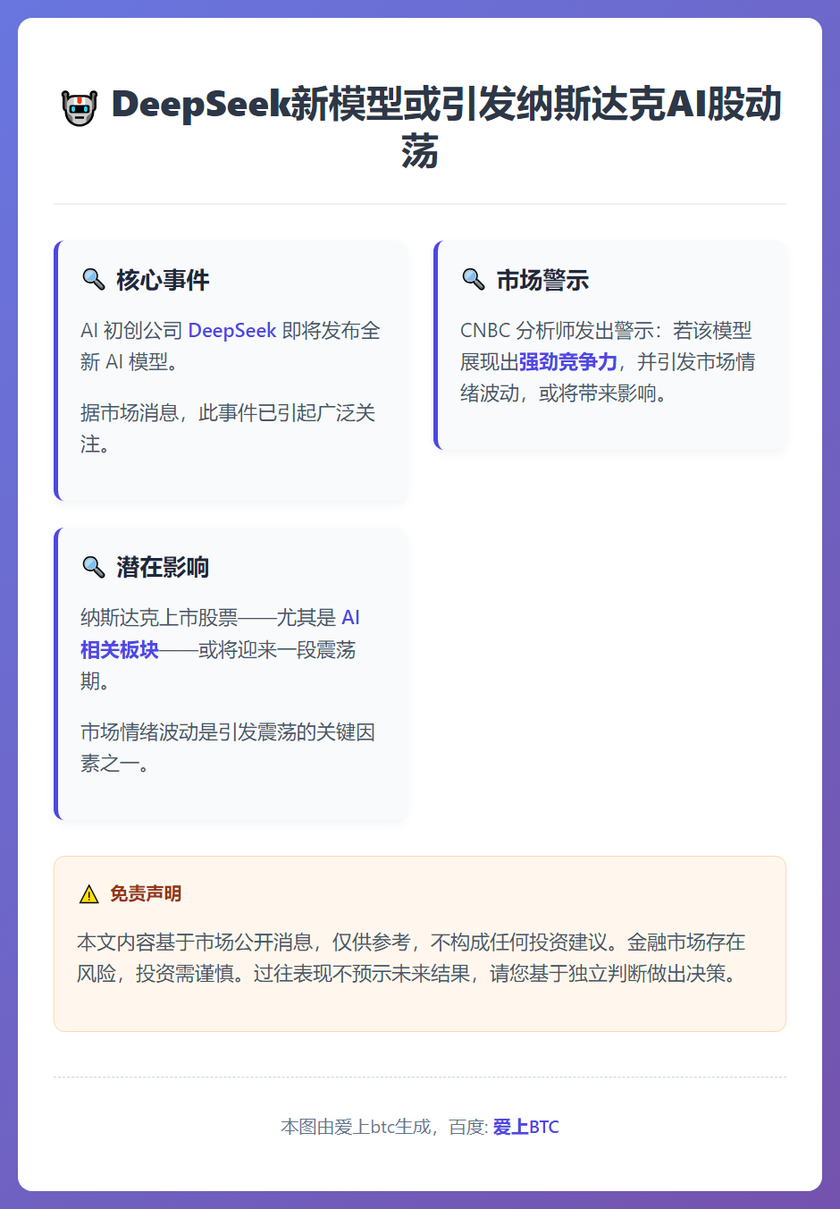 DeepSeek新模型或引发纳斯达克AI股动荡