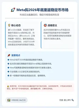 Meta拟2026年底重返稳定币市场