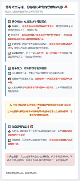 香橼做空闪迪，称存储芯片繁荣为供应幻象