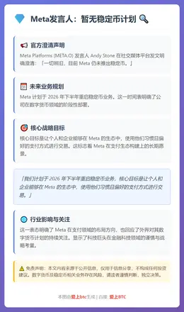 Meta发言人：暂无稳定币计划