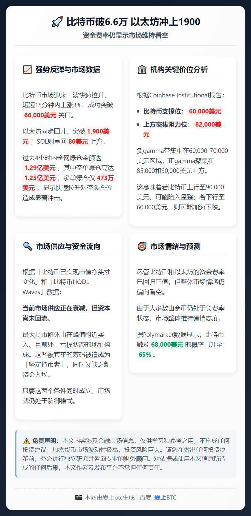 比特币破6.6万 以太坊冲上1900 资金费率仍看空