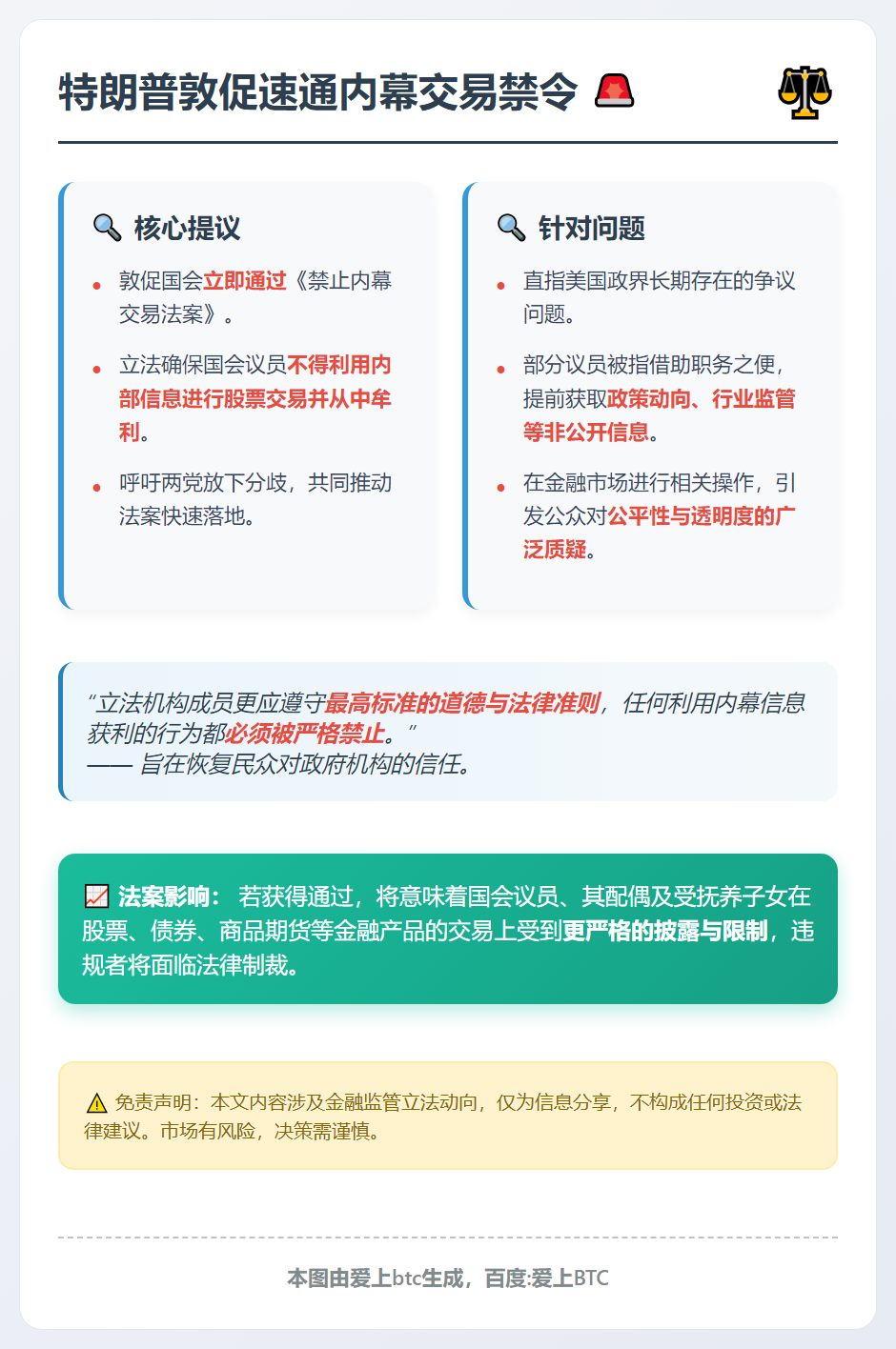 特朗普敦促速通内幕交易禁令