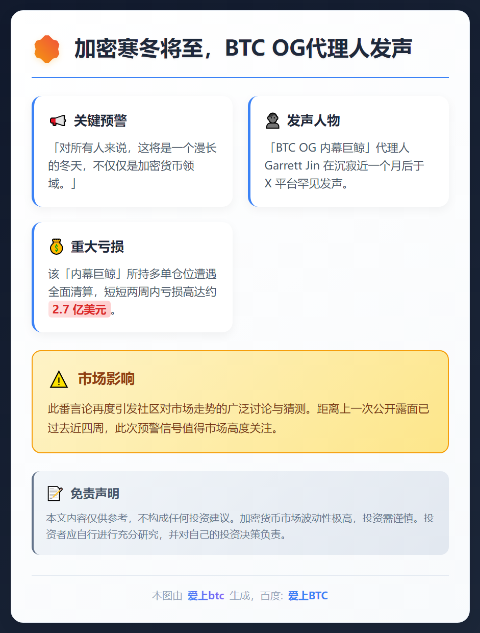 加密寒冬将至，BTC OG代理人发声