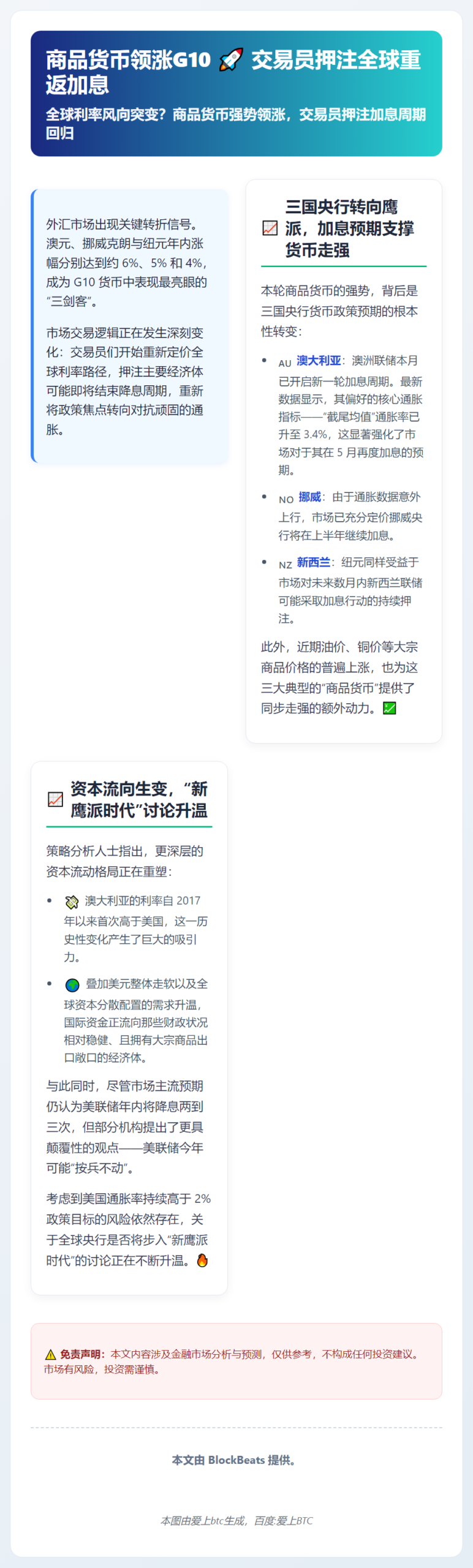 商品货币领涨G10 交易员押注全球重返加息