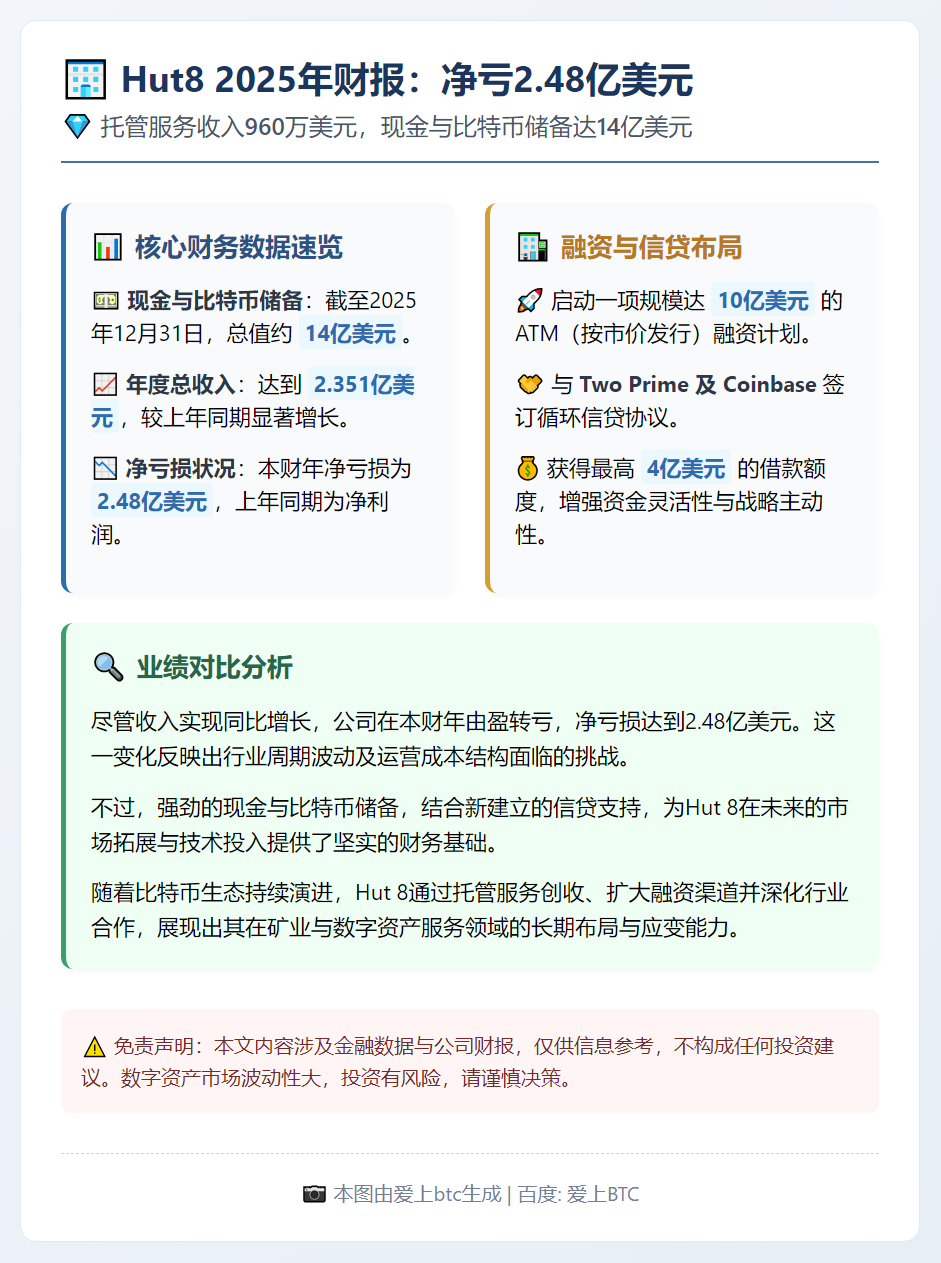 Hut8 2025年财报：净亏2.48亿美元