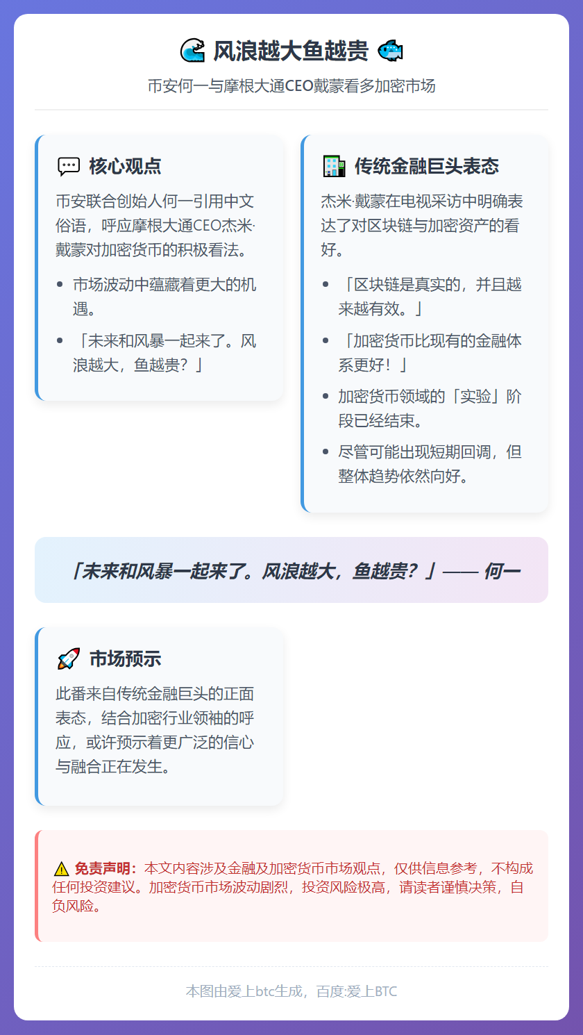 何一转摩根大通CEO看多言论：风浪越大鱼越贵
