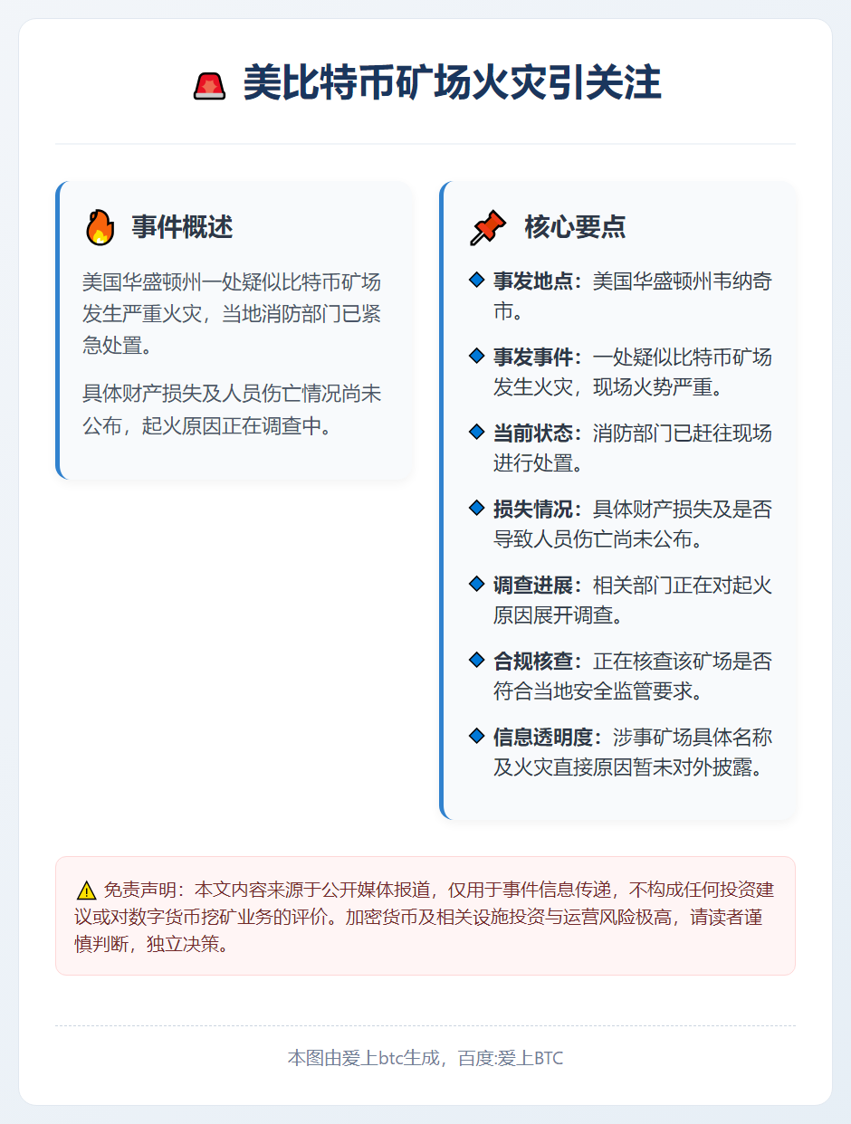 美比特币矿场火灾引关注