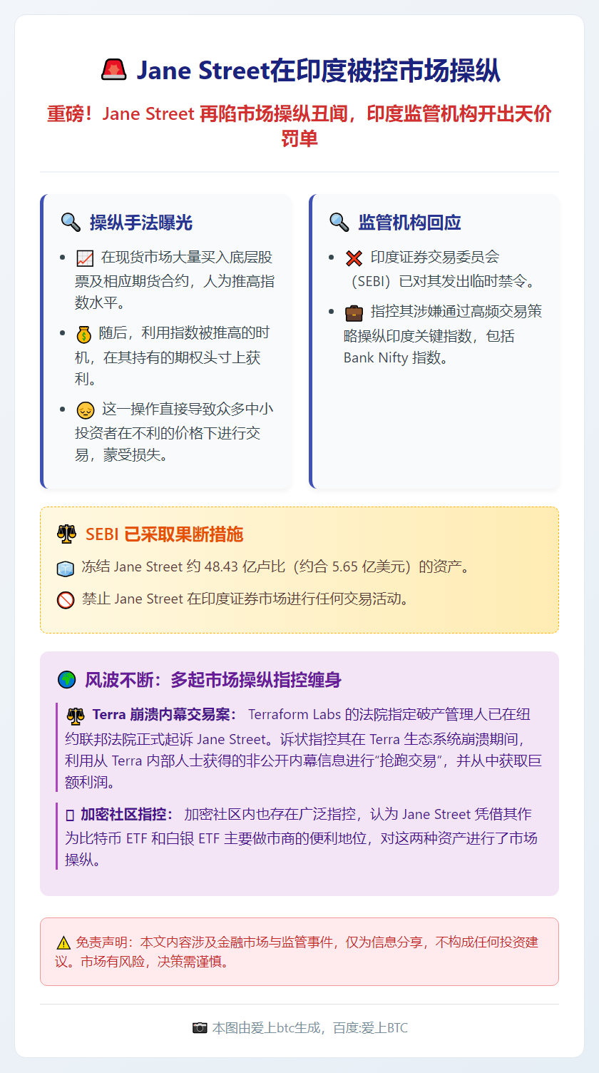 Jane Street在印度被控市场操纵