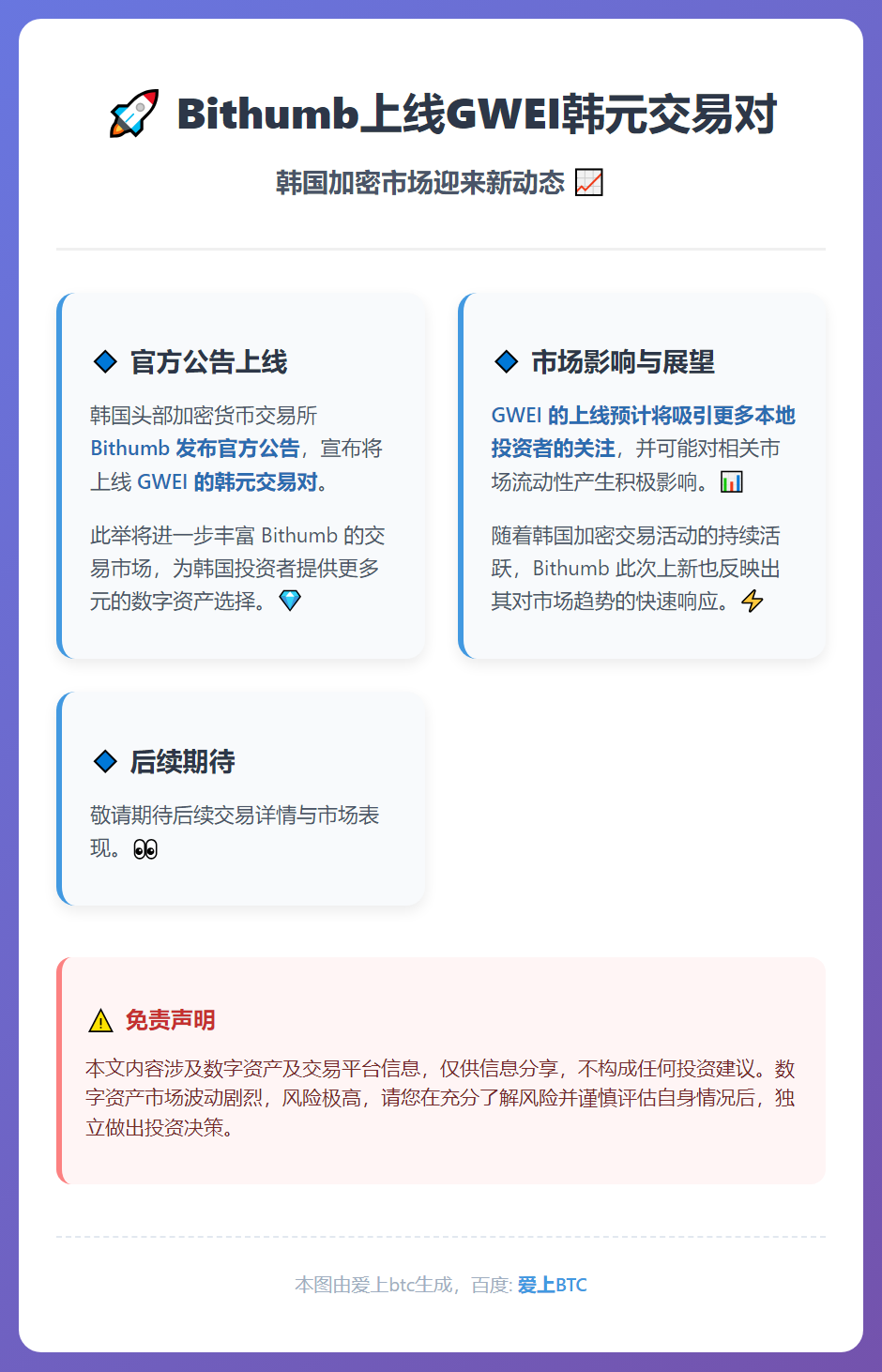 Bithumb上线GWEI韩元交易对