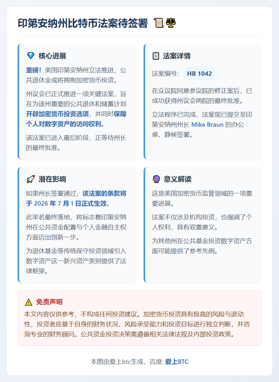印第安纳州比特币法案待签署
