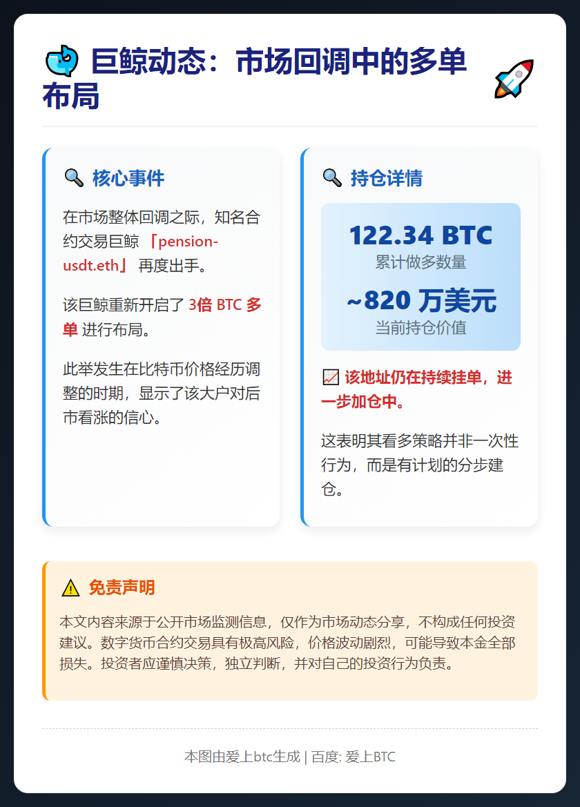 鲸鱼重启多单做多122枚BTC